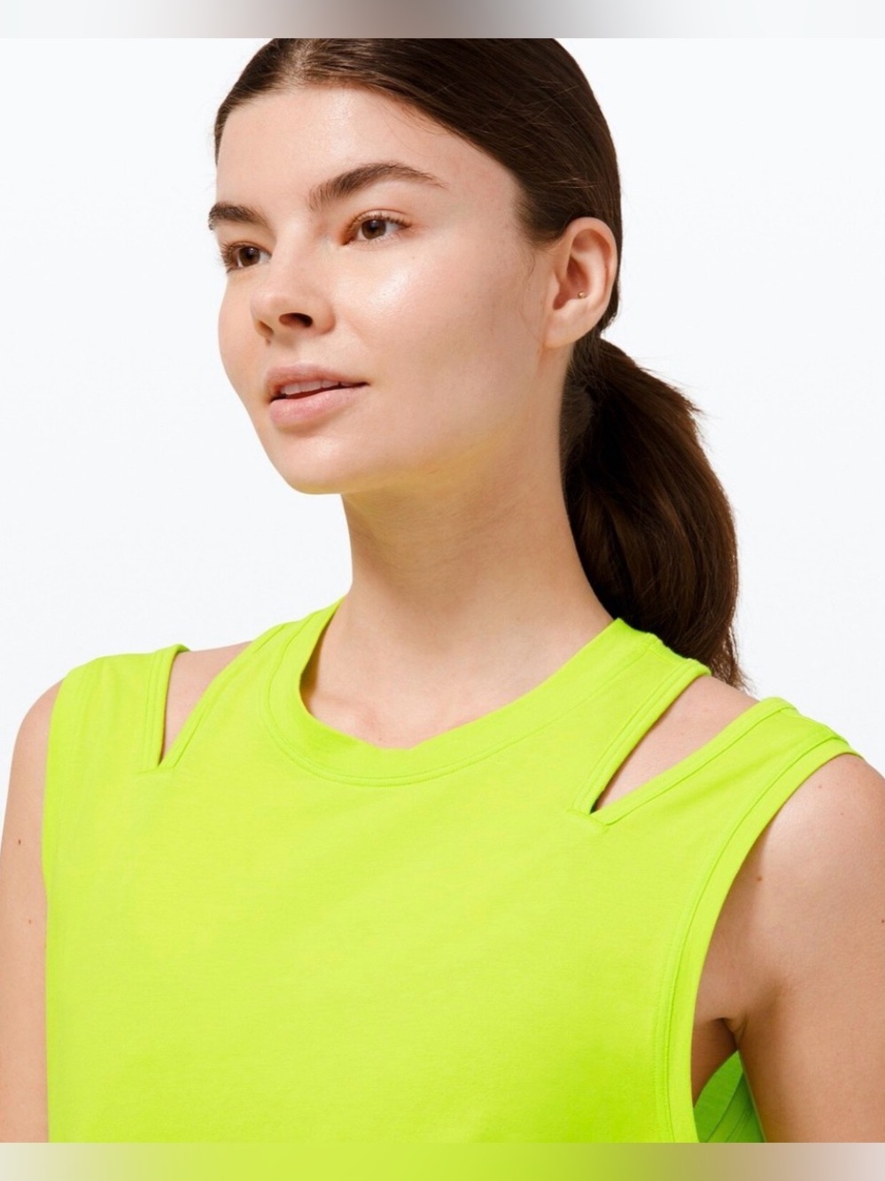 Lululemon LA Split Shoulder Tank in neon yellow Medium